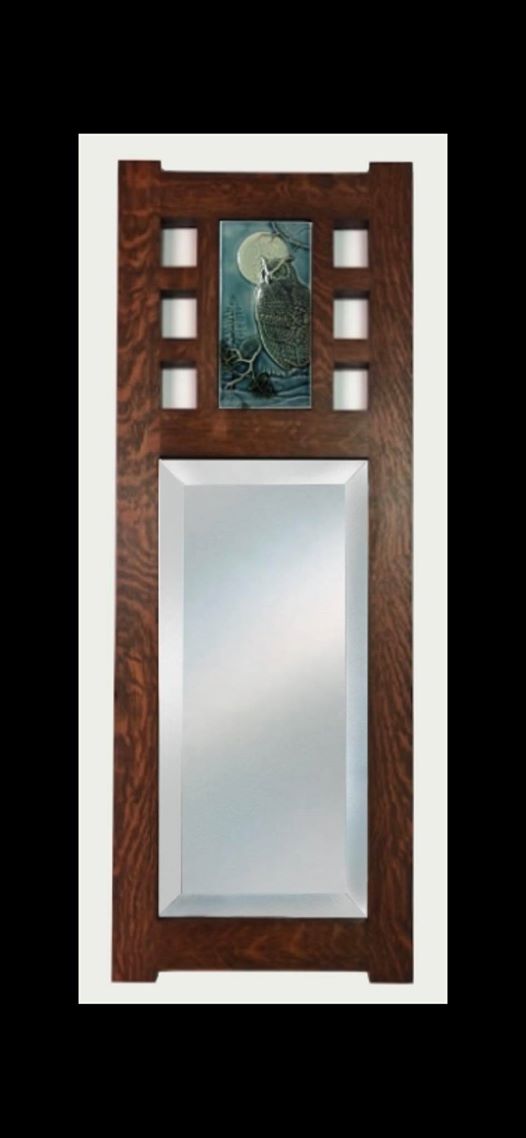 X8 Medicine Bluff Night Owl Art Tile, Tile Framed Mirror